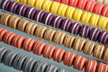 형형색깔의 달콤한 디저트인 마카롱 Macaroons, a colorful sweet dessert