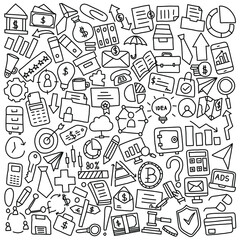 Business and Office Supplies Doodle Icons