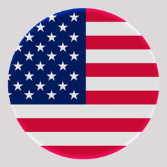 3D Flag of United States of America on circle
