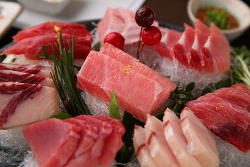Fresh tuna sashimi with red fish