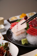 Fresh tuna sashimi with red fish