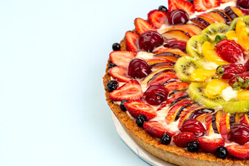 Sweet pie with berries in studio