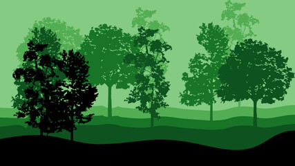 Fototapeta na wymiar Forest trees silhouette