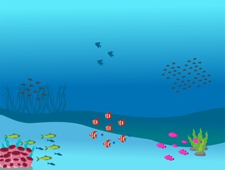 Naklejka na ściany i meble fish and coral reef