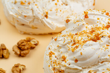 Meringue kiss dessert in studio