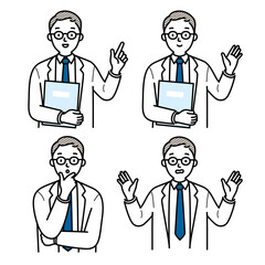 説明する男性医師のイラスト