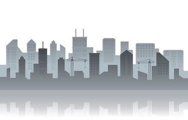 City Building Cityscape Skyline Business White Background Illustration