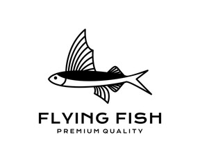 Creative flying fish logo icon design modern style illustration. simple animal vector symbol