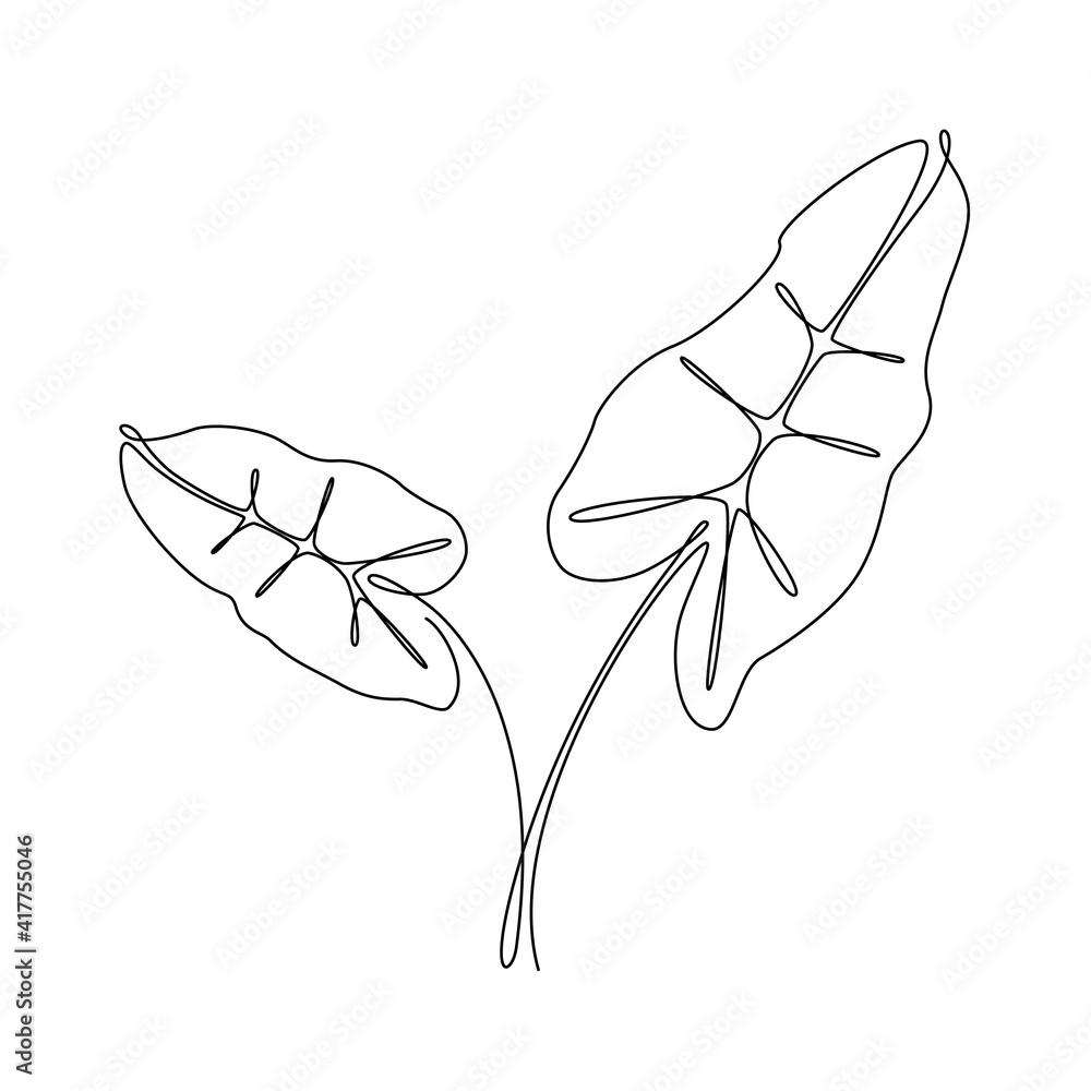 Poster palm leaves continuous one line drawing. abstract botany minimalist poster. vector illustration for 