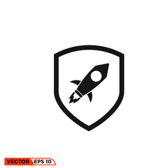 Icon vector graphic of shield rocket 