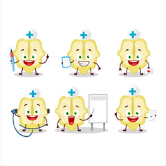 Doctor profession emoticon with slice of patisson cartoon character