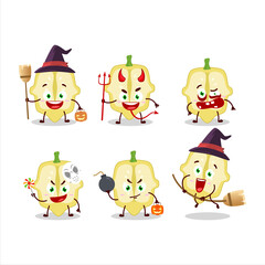 Halloween expression emoticons with cartoon character of slice of patisson