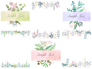 春の優しい色使いのオシャレな植物やお花の白バックのイラスト Wall Mural こみち 奥村