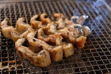 숯불에 굽고있는 장어구이 Grilled eel over charcoal fire