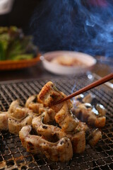 숯불에 굽고있는 장어구이 Grilled eel over charcoal fire