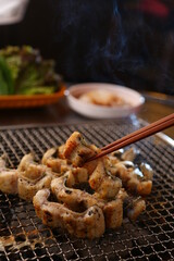 숯불에 굽고있는 장어구이 Grilled eel over charcoal fire
