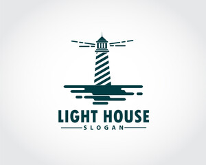 lighthouse art vintage retro logo symbol design illustration inspiration