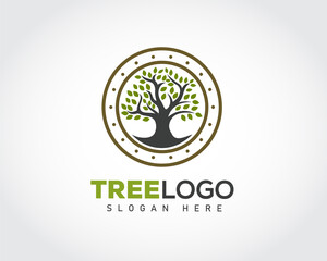 circle vintage tree plant logo symbol design illustration inspiration