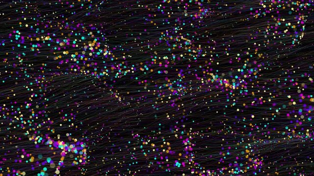 The wave of image background video of the particles (colorful)