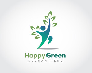 human eco fit tree logo symbol design illustration inspiration