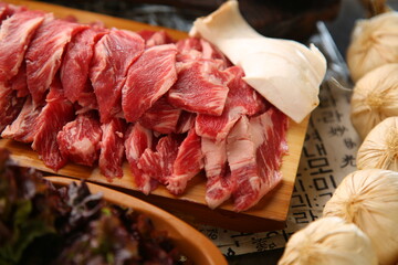 Fresh raw beef ribs before cooking 익히기전에 신선한 생소갈비