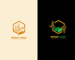 hexagon wheat agriculture vintage logo symbol design illustration inspiration