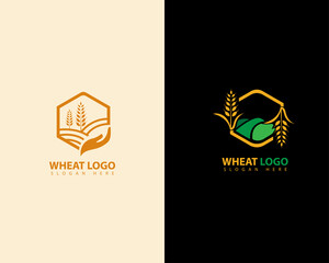 Obraz premium hexagon wheat agriculture vintage logo symbol design illustration inspiration