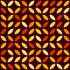 Red Orange And Yellow Leaves Pattern. Vector Pattern Abstract Leaves.