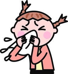 花粉症で鼻水がでる女の子