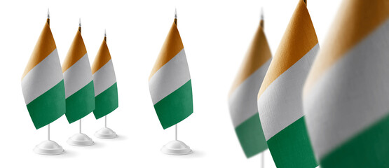 Set of Cote dIvoire national flags on a white background