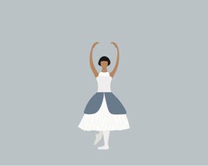 Ballerina in romantic tutu drawing, flat design vector 