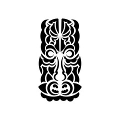 Tiki face, mask or totem. Samoan style patterns. Good for tattoos, t-shirts, and prints. Isolated. Vector