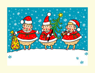  Illustration of merry christmas lamb