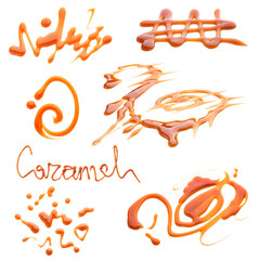 Liquid caramel on white background