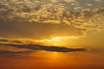 Beautiful sunset sky on a summer evening