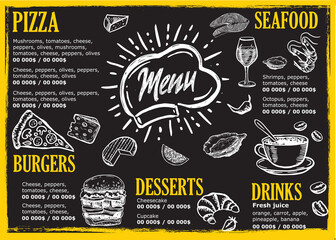 Menu template for restaurant. Vector illustration.	