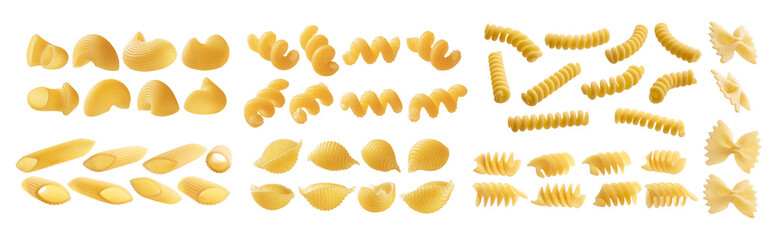 A set of Italian pasta. Isolated on a white background