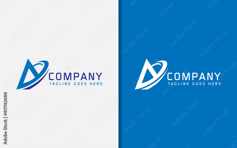 Poster abstract initial letter a with blue and purple two tones color logo design. modern triangle symbol l