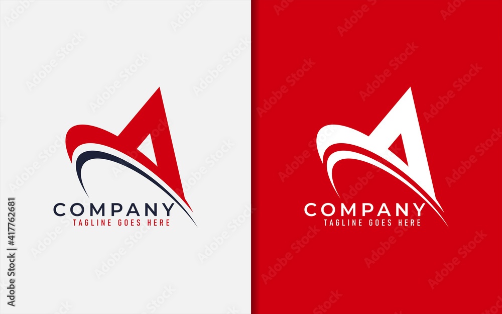 Aufkleber Abstract Initial Letter A with Red and Black Two Tones Color Logo Design. Modern Triangle Symbol Logo Concept. Vector Logo Illustration.