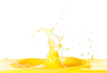 Splash of fresh orange juice on white background