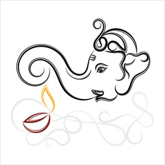 Ganesha The Lord Of Wisdom Calligraphic Style