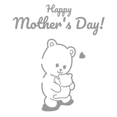 Happy Mothers Day, Cute Animal Character Hand Draw. Vector Bear and little bear sticker for Mother's day or sale shopping special offer poster. Best Mom ever greeting card