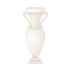 Antique Amphora with Narrow Neck and Handle Closeup View Vector Illustration