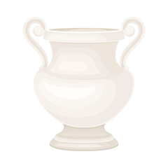 Antique Amphora with Wide Neck and Handles Closeup View Vector Illustration