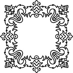 Abstract mandala frame. Asian pattern. Black and white authentic background. Vector illustration.