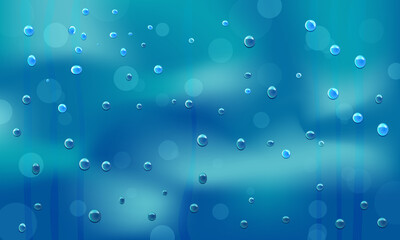 Background with raindrops and highlights on the glass.