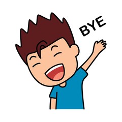 Goodbye, boy sticker character design