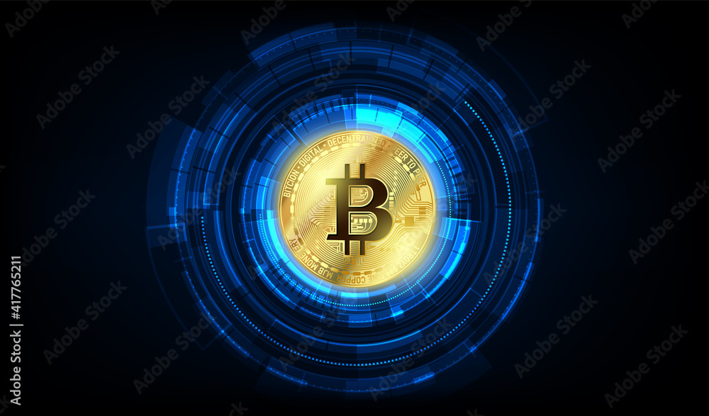 Aufkleber global abstract bitcoin crypto currency blockchain technology world map background illustration