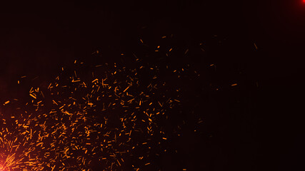 Burning sparks red hot fire on black background, UHD, Video Clip stock footage.