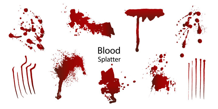 Collection of different blood splatter or paint,Halloween concept,ink splatter background isolated on white background.